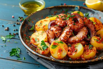 Wall Mural - Delicious Octopus and Potato Dish