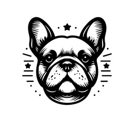 Wall Mural -  french bulldog logo template editable black and white vector