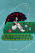© deagreez - Creative trend collage of young female black jack card chips gambling table poker playing unusual fantasy billboard comics zine