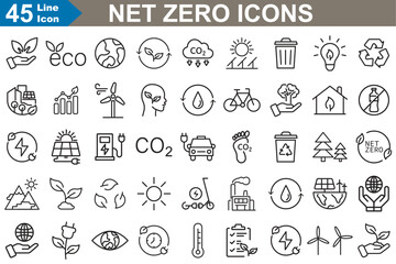 Net zero Icons set vector illustrator.