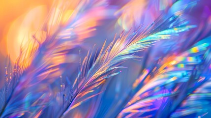 Poster - A mesmerizing close-up photo of collagen fibers under polarized light, revealing their iridescent beauty.