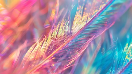 Poster - A mesmerizing close-up photo of collagen fibers under polarized light, revealing their iridescent beauty.