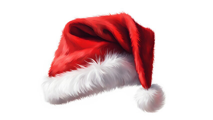 Santa Claus Red Hat Isolated on White Transparent Background. Christmas Holidays. Generative AI