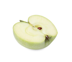 Wall Mural - Half of ripe green apple on white background