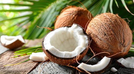 Canvas Print - Coconuts are versatile fruits known for their refreshing water and creamy flesh.  