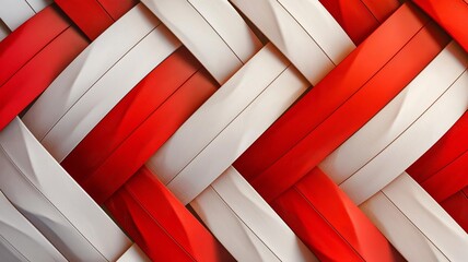 Wall Mural - Red and white stripes background with herringbone style abstract pattern 