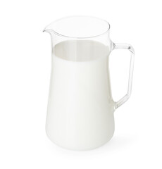 Canvas Print - Glass jug with fresh milk isolated on white