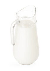 Wall Mural - Glass jug with fresh milk isolated on white