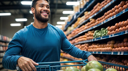 man shopping in supermarket created with Generative AI technology