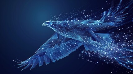 Wall Mural - A blue bird with a white head flying through a starry sky