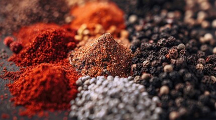 Red black brown grey spices