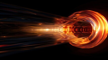 Poster - A hyperrealistic animation of a wormhole vortex pulsating with vibrant energy, transporting a spaceship through the depths of space,