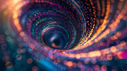 Poster - A hypnotic spiral of data, where lines and dots swirl inward, revealing the hidden patterns and connections within complex systems.