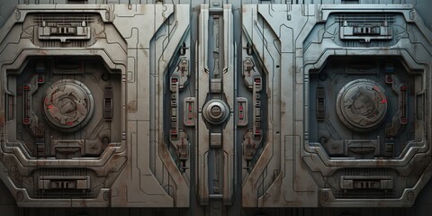 Wall Mural - future galaxy space ship sci fi panel decoration background view