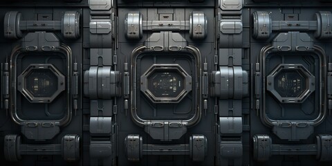 Wall Mural - future galaxy space ship sci fi panel decoration background view