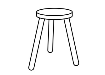 Wall Mural - Three-legged stool line icon. Clipart image isolated on white background