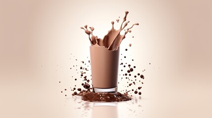 Wall Mural - Delicious Splash of Chocolate Milk with Clipping Path - 3D Rendered Stock Illustration.