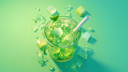 fresh soda snack drink 3d rendering illustration background