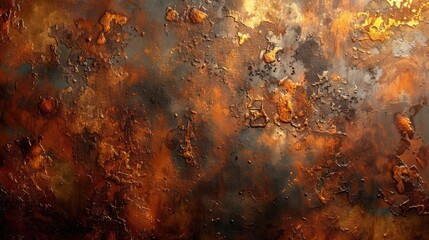 Wall Mural - Rusty Texture Creates Abstract Background with Bronze, Copper Highlights