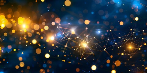 Fototapete - blue and yellow background with stars and lines