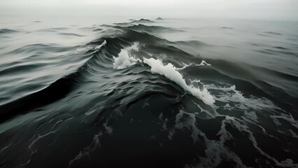 Canvas Print - A massive oil slick has spread as far as the eye can see staining the oceans surface a dark inky black.
