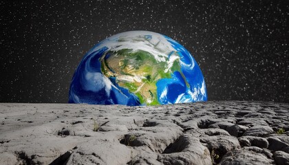 Wall Mural - blue earth seen from the moon surface