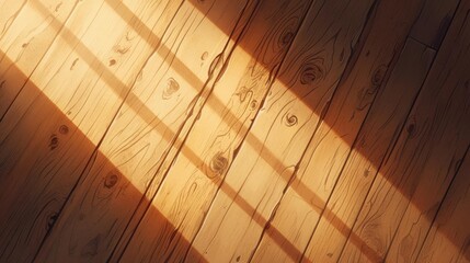 Wall Mural - Sunlight Streams Through Window Illuminating Wooden Floor Abstract Background