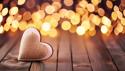 Wall Mural - decorative valentines day background with bokeh lights and heart