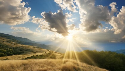 Canvas Print - the sun breaking through the clouds in a beautiful sky