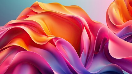 Fototapete - Colorful abstract wave pattern with vibrant hues of orange, pink, and purple creating a mesmerizing fluid design.
