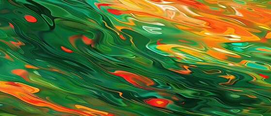 Abstract colorful background with vibrant green, orange, and yellow swirls. Perfect for modern and artistic designs.