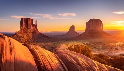 Wall Mural - sunrise in hunts mesa navajo tribal majesty place near monument valley arizona usa