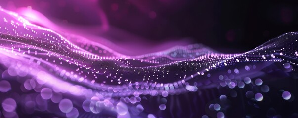 Abstract purple background with dark lines and dots connecting in a network