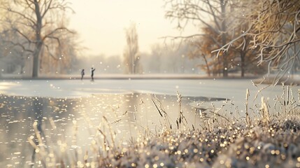 Winter landscape with trees background