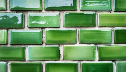 Aufkleber - Old green tile brick wall background texture