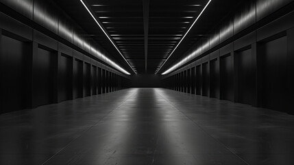 Poster - Big black empty clean warehouse. Background image. Created with Generative AI technology.