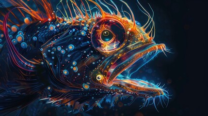 Poster - A close-up shot of a fish against a black background, suitable for use in scientific or educational contexts