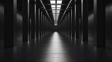 Poster - Big black empty clean warehouse. Background image. Created with Generative AI technology.