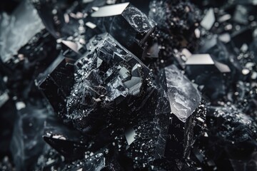 Poster - A pile of black crystals sits atop a dark, featureless surface