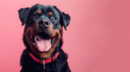 Sticker - Close-up photo of a dog against a bright pink background