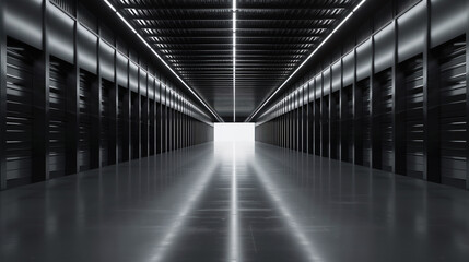Poster - Big black empty clean warehouse. Background image. Created with Generative AI technology.