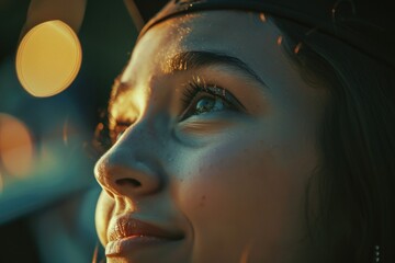 Wall Mural - A close-up shot of a person with a headband on, suitable for use in a variety of contexts including editorial and commercial purposes