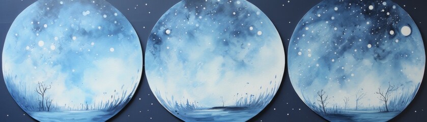 Canvas Print - a blue sky with stars and a mountain in the background