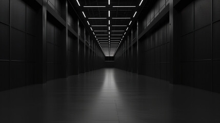 Poster - Big black empty clean warehouse. Background image. Created with Generative AI technology.