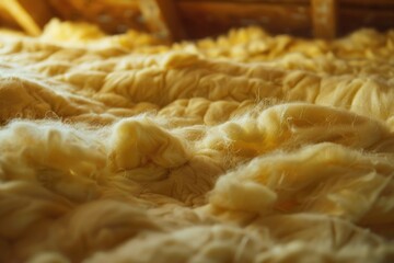 Poster - A close-up shot of a pile of wool on a bed, often used in textile or craft-related contexts