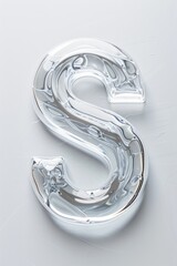 Poster - A single silver letter S on a white surface