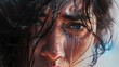 © Chanakan - Poignant Visage Amidst Ethereal Rainfall Emotive and Mystifying Digital Portrait