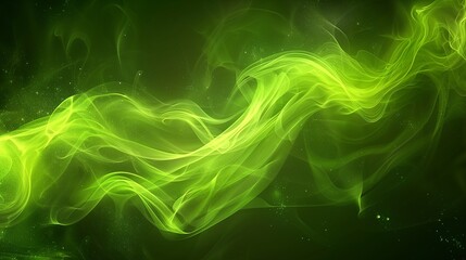 Poster - Dynamic green neon smoke for vibrant digital backgrounds, energizing visuals with a modern aestheti