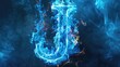 © Fotograf - A bold blue fire letter 'J' stands out against a black background, perfect for highlighting a message or title