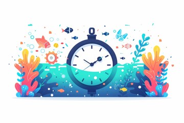 Aufkleber - An abstract industrial design featuring a clock surrounded by a complex network of pipes and gears, symbolizing the fusion of time, engineering, Generativ AI